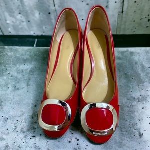 Michael Kors Shoes |Leather | Low Block Rubber Outsole Heel| Color:Red|Size: 7.5